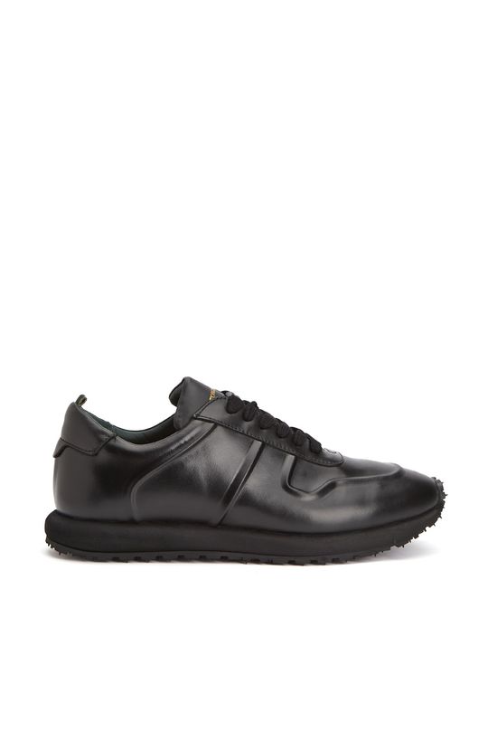 Siyah Silikon Kabartma Desenli Erkek Deri Sneaker