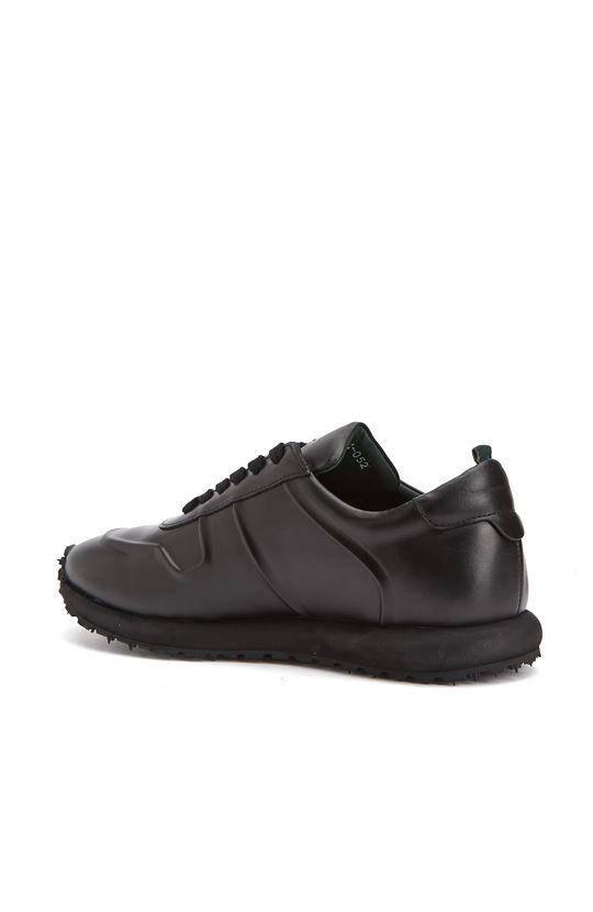 Siyah Silikon Kabartma Desenli Erkek Deri Sneaker