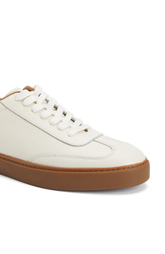 Ekru Erkek Floter Deri Sneaker