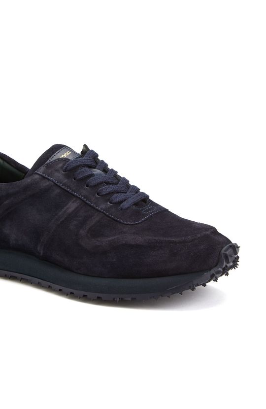 Lacivert Kabartma Desenli Erkek Süet Sneaker