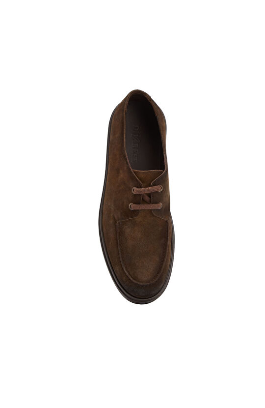Kahverengi Saraç Detaylı Erkek Süet Loafer