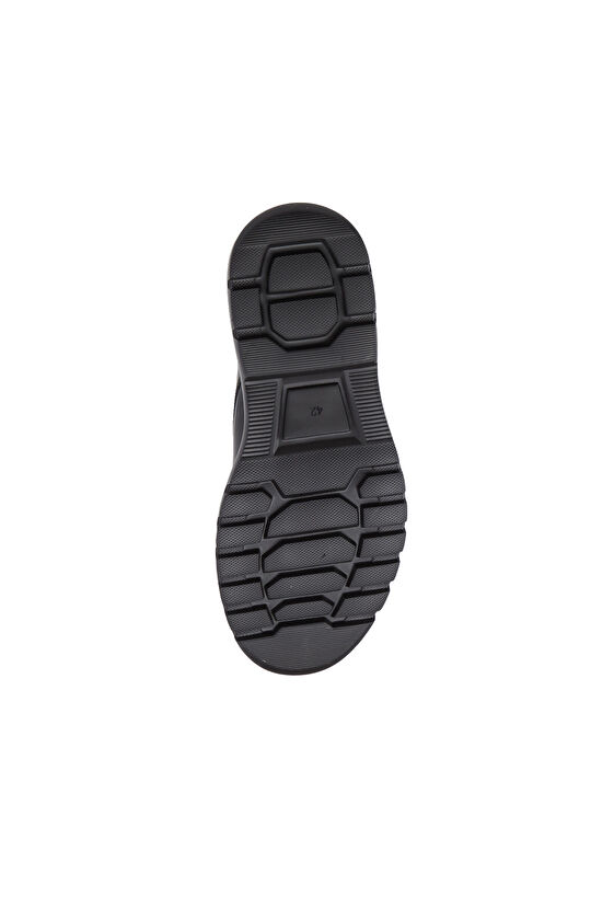 Black Stretch Detailed Men's Leather Shoes