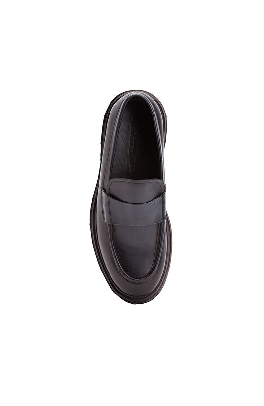Lacivert Streç Detaylı Erkek  Deri Ayakkabı