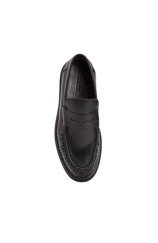 Black Saddle Detailed Men's Leather Loafer