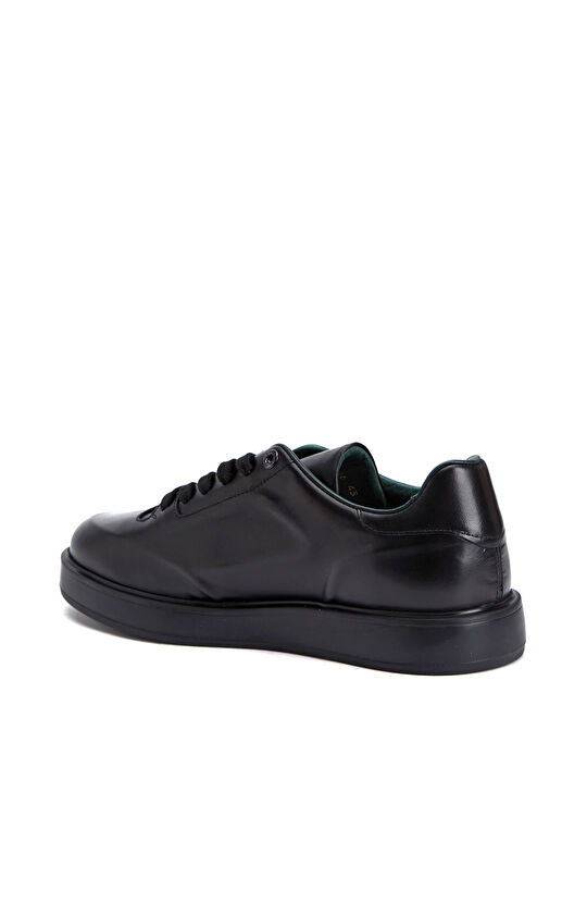 Black Print Patterned Comfortable Men's Leather Sneakers