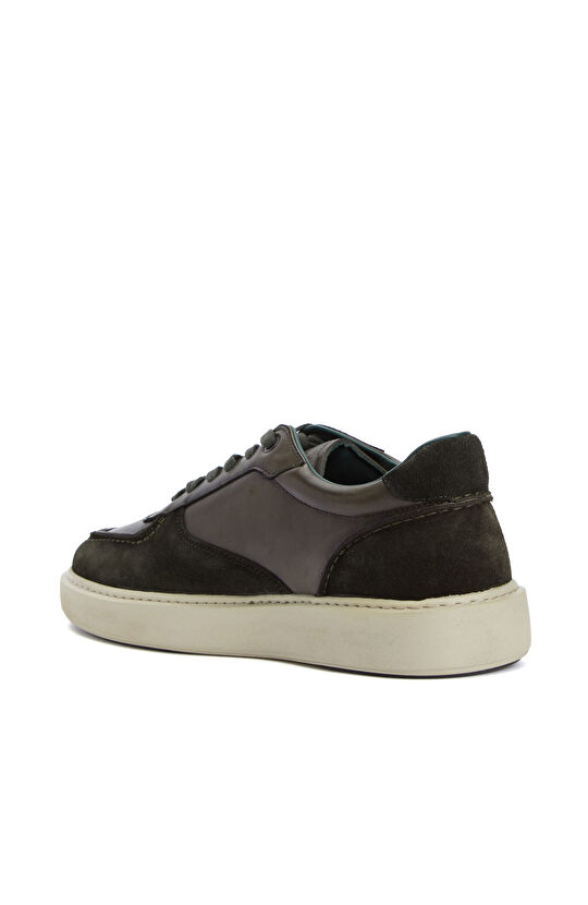 Haki Süet Garnili Erkek Deri Sneaker