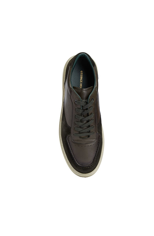 Haki Süet Garnili Erkek Deri Sneaker