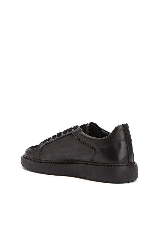 Siyah Baskılı Erkek Deri Sneaker