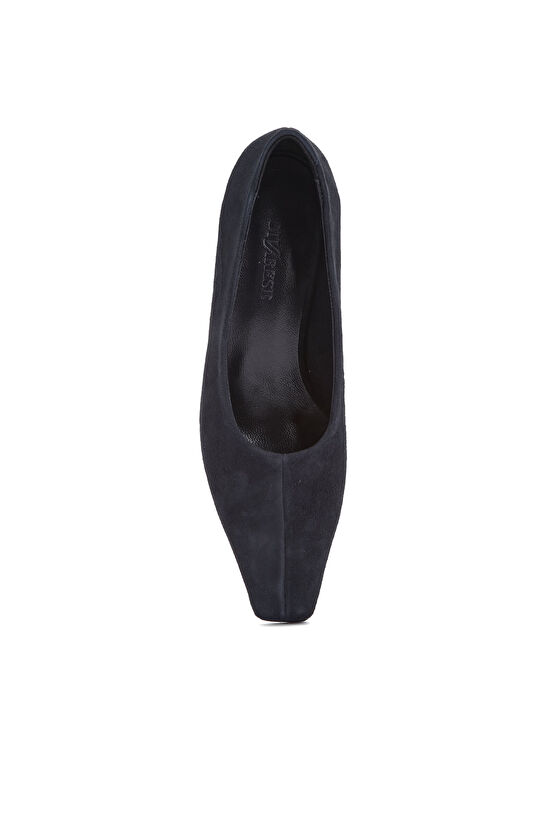Lacivert Süet Deri Stiletto