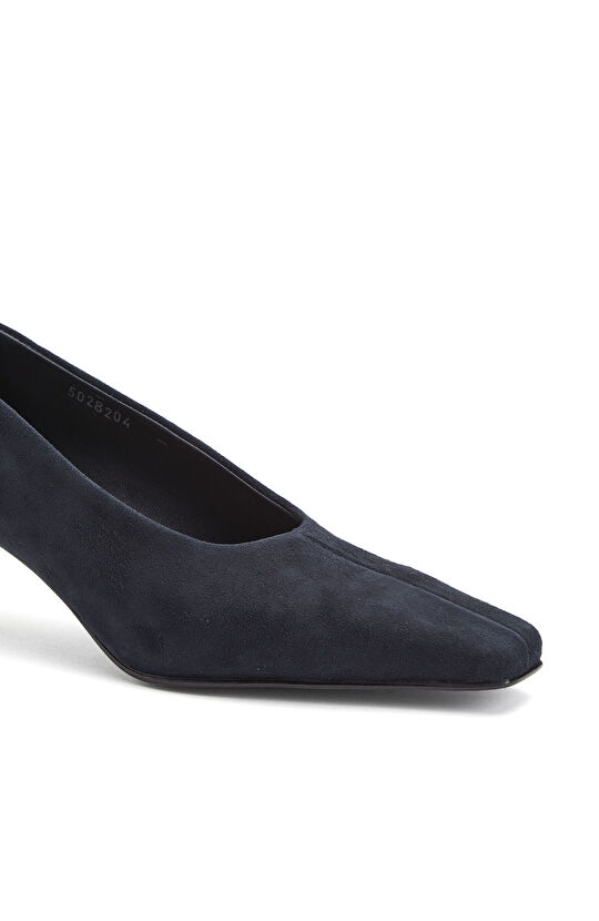 Lacivert Süet Deri Stiletto