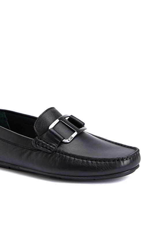 Siyah Erkek Toka Detaylı Erkek Deri Loafer
