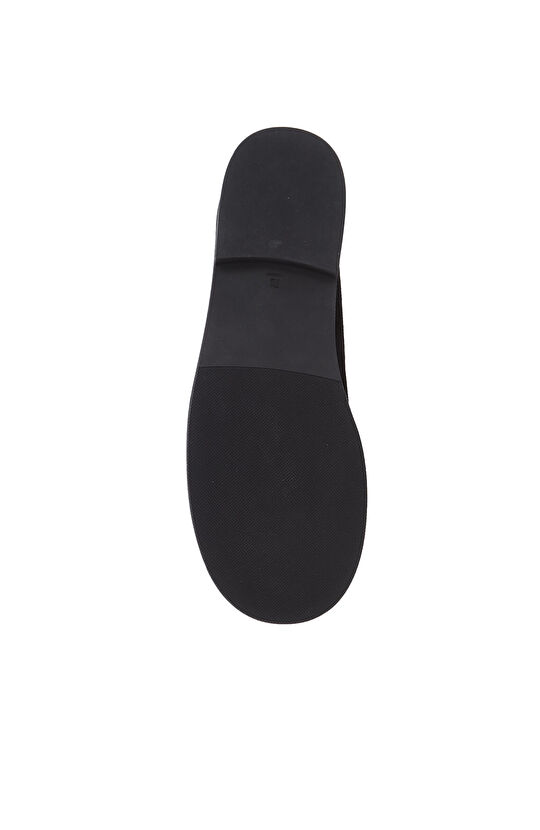 Black Stone Tassel Detailed Women's Suede Loafer