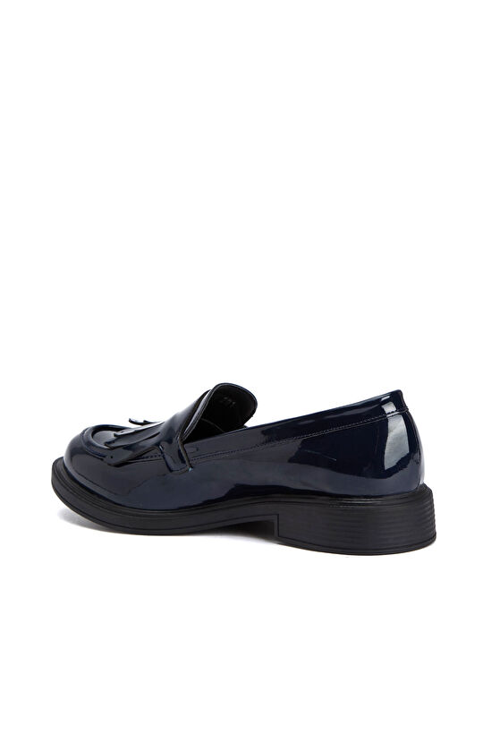 Lacivert Püskül Detaylı Tokalı Kadın Loafer