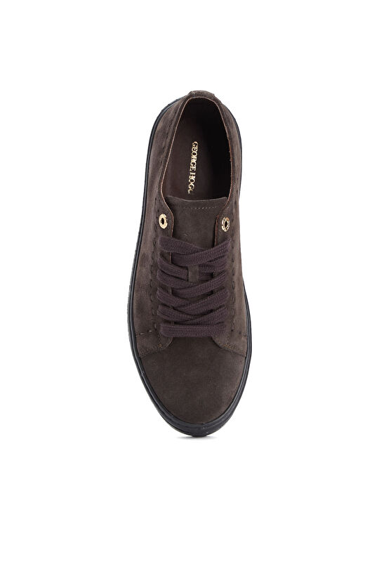 Kahverengi Saraç Detaylı Kadın Süet Sneaker