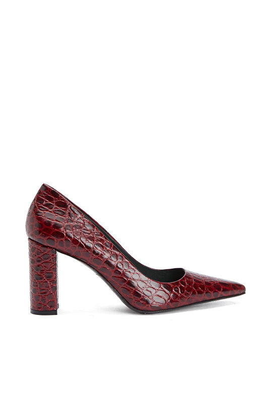 Red Crocodile Detailed Leather Stiletto