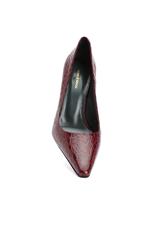 Red Crocodile Detailed Leather Stiletto