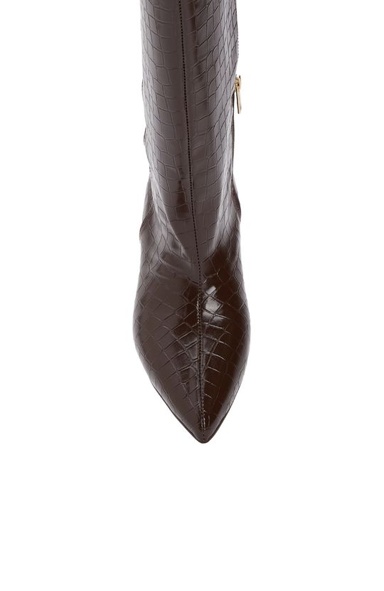 Brown Crocodile Textured Women's Boots