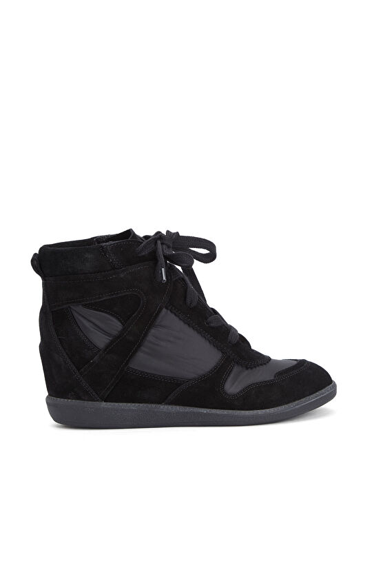 Siyah Gizli Ökçeli Kadın Deri Sneaker
