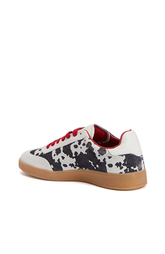Siyah Desenli Kadın Süet Sneaker