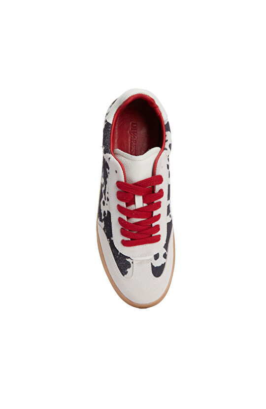 Siyah Desenli Kadın Süet Sneaker