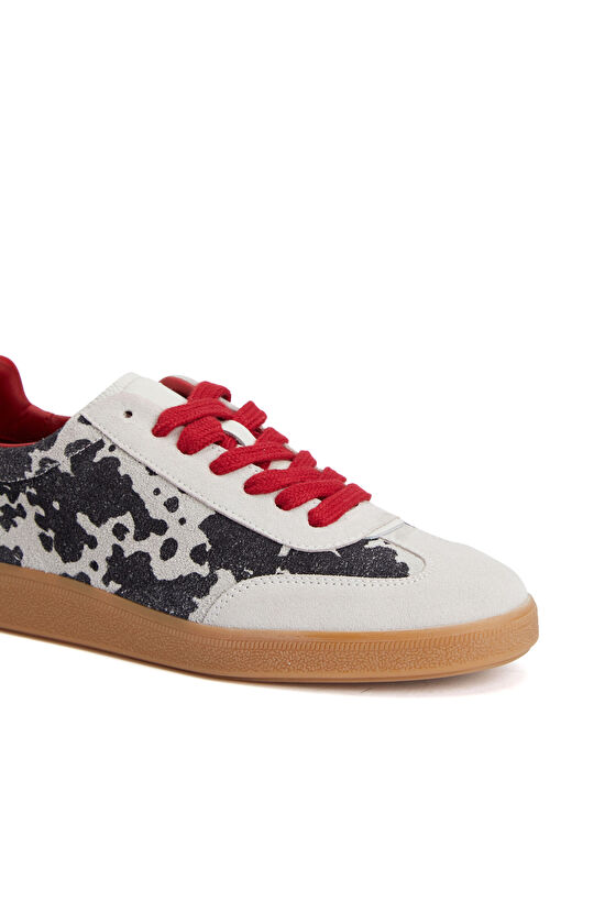 Siyah Desenli Kadın Süet Sneaker