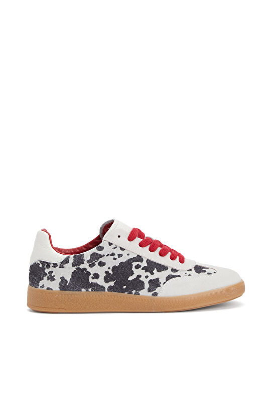 Siyah Desenli Kadın Süet Sneaker