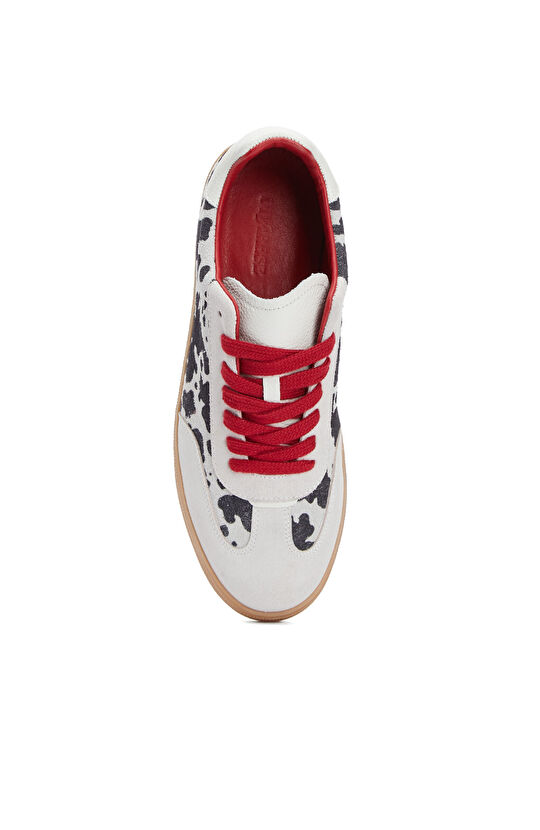 Siyah Desenli Kadın Süet Sneaker