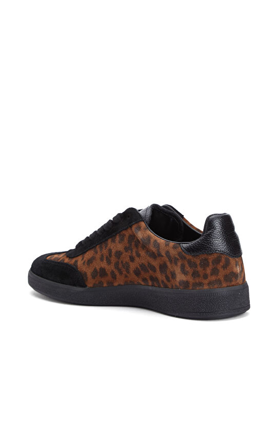 Leopar Desenli Kadın Süet Sneaker