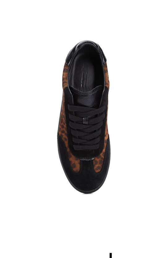 Leopar Desenli Kadın Süet Sneaker