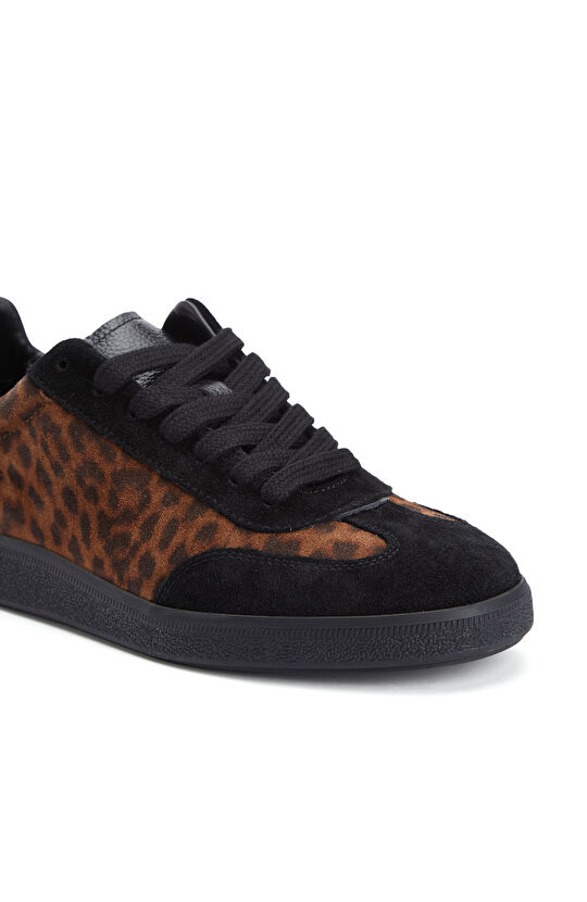 Leopar Desenli Kadın Süet Sneaker