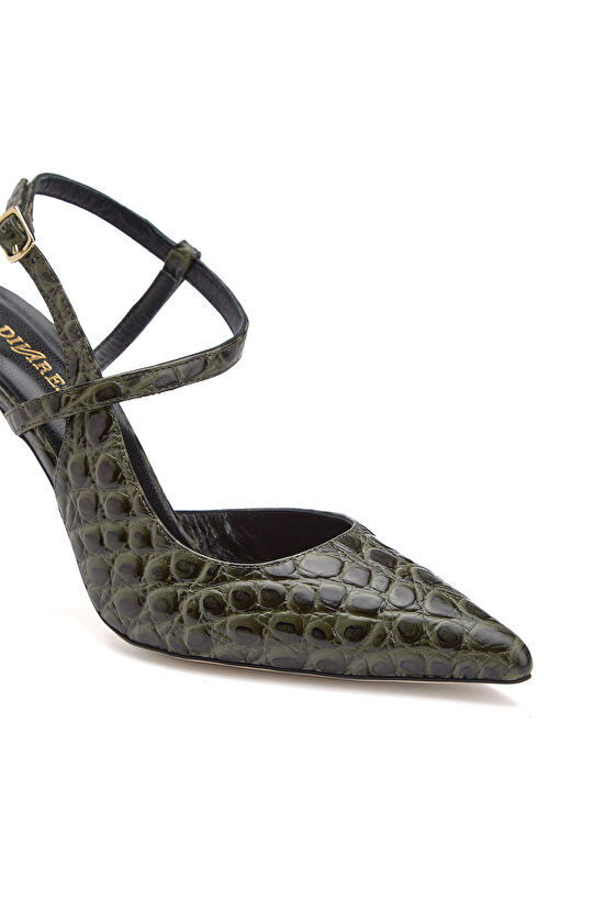 Haki Kroko Detaylı Stiletto