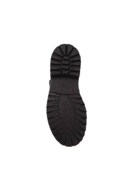 Black Buckle Detailed Women's Leather Boots