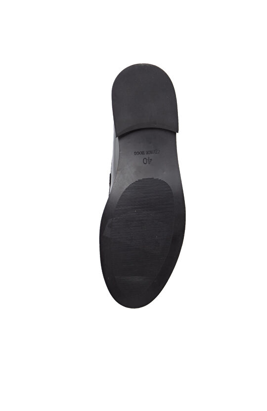 Siyah Toka Detaylı Kadın Deri Loafer