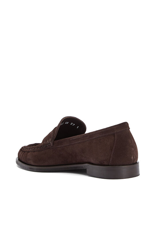 Acı Kahve Bantlı Kadın Süet Loafer