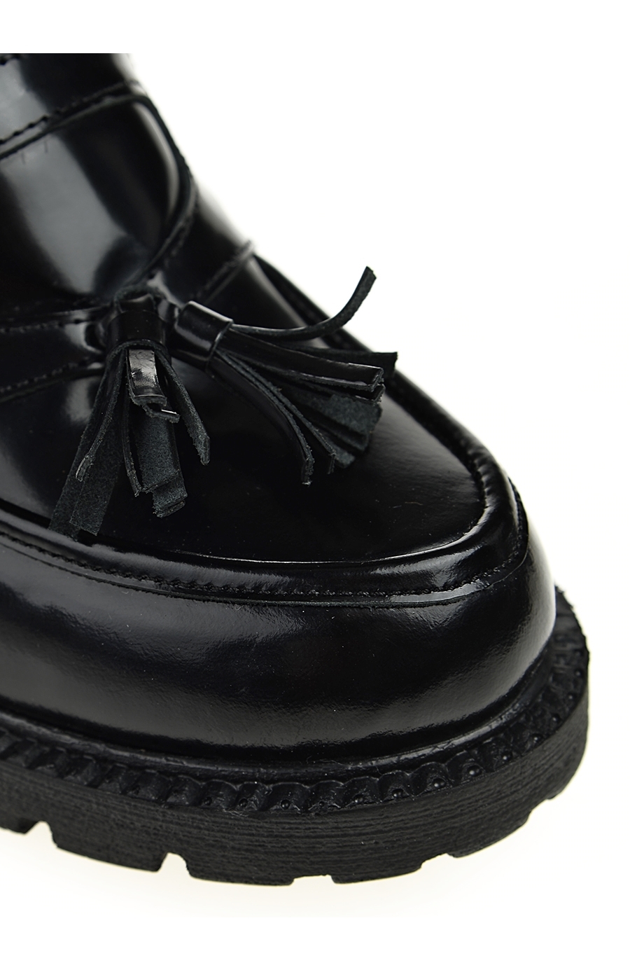 Siyah Deri Püsküllü Ayakkabı