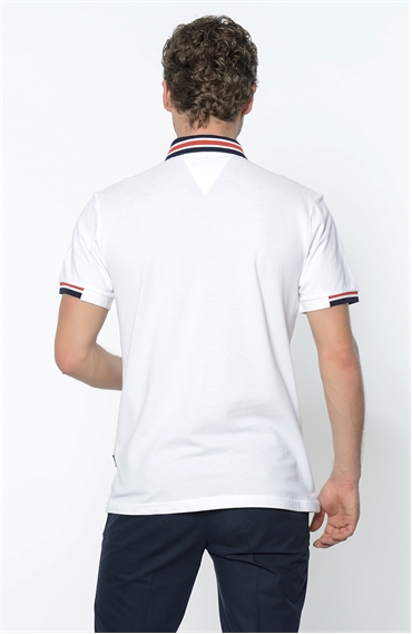 Polo Yaka Slim Fit Beyaz Tshirt