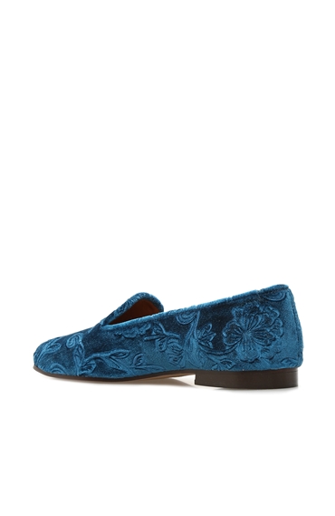 Kadife Mavi Kadın Ayakkabı
