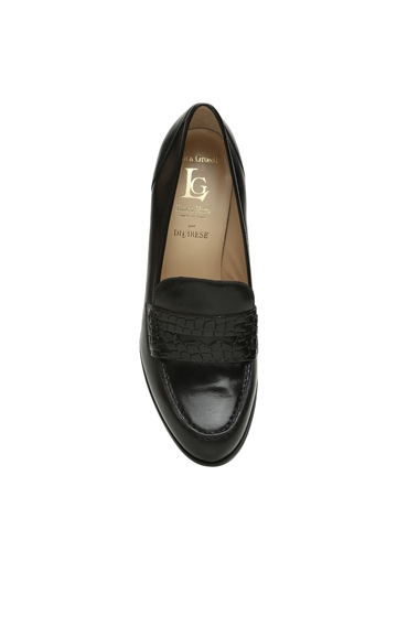 Siyah Bantlı Deri Topuklu Kadın Ayakkabı