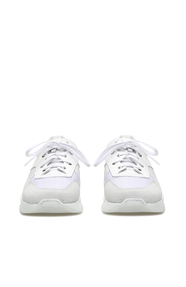 Beyaz Logolu Kadın Deri Sneaker