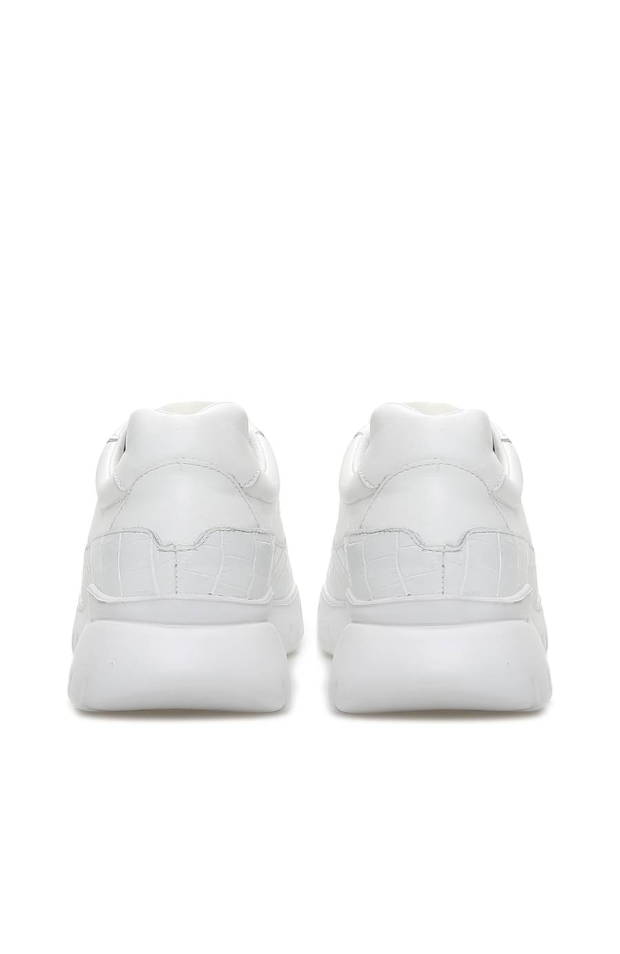 Beyaz Kroko Doku Detaylı Kadın Deri Sneaker