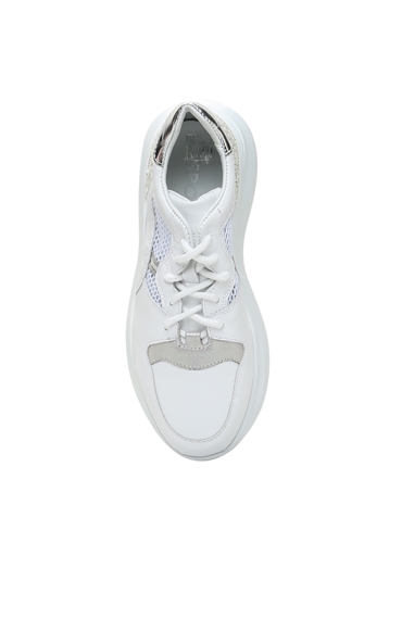Beyaz File Garnili Kadın Deri Sneaker