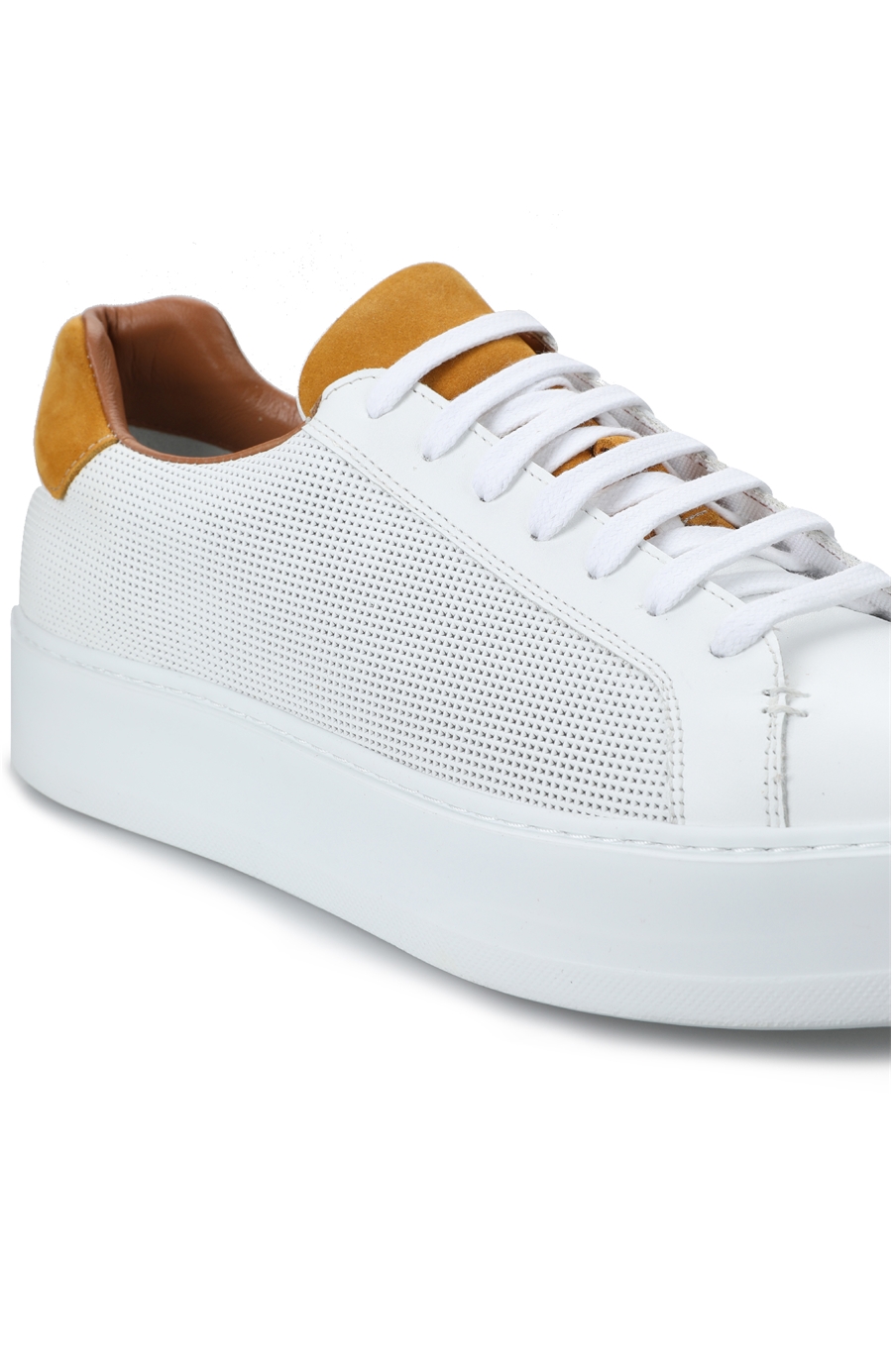 Beyaz Logolu Erkek Deri Ayakkabı