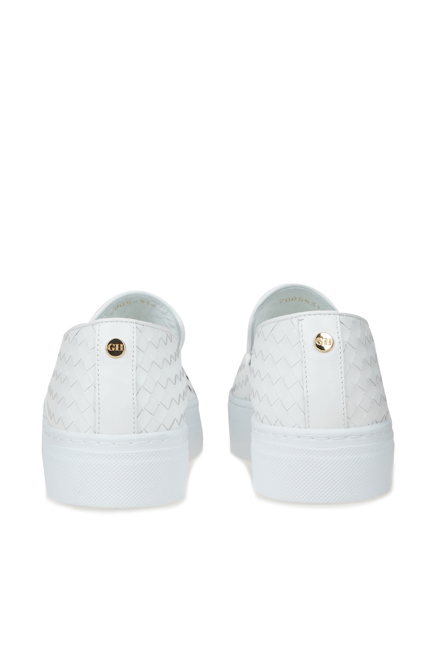 Beyaz Örgü Dokulu Kadın Deri Sneaker