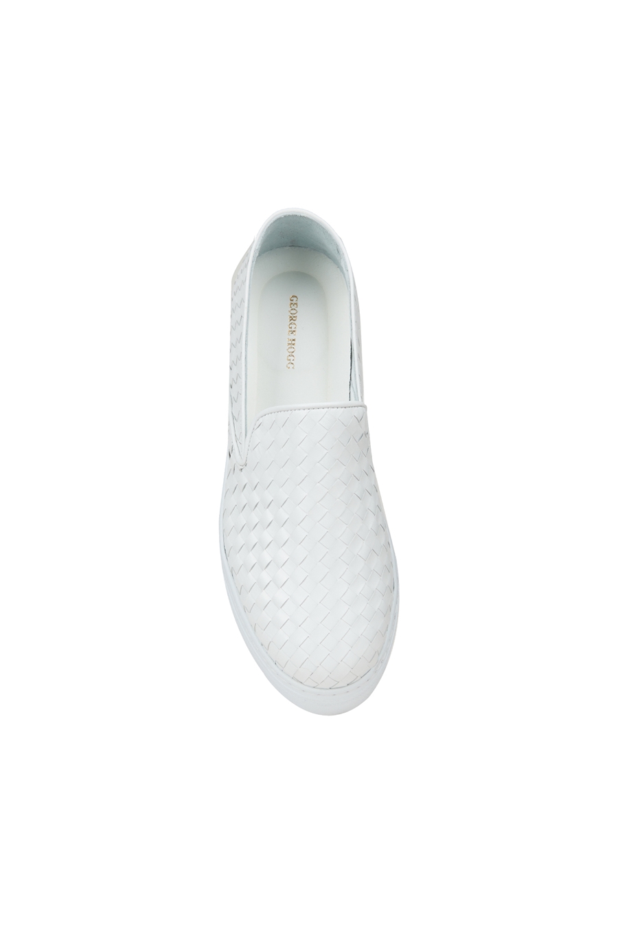 Beyaz Örgü Dokulu Kadın Deri Sneaker