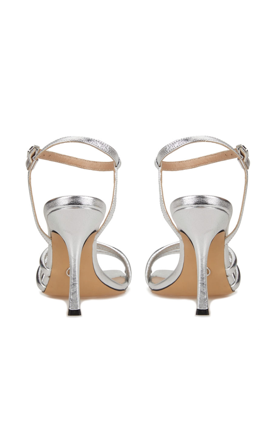 Silver Geometrik Bantlı Kadın Deri Sandalet