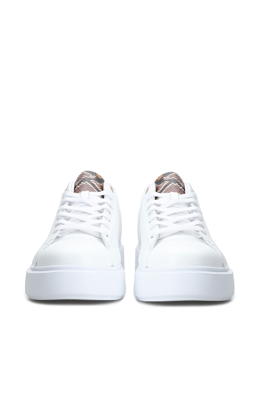 Beyaz Desen Detayı Kadın Deri Sneaker
