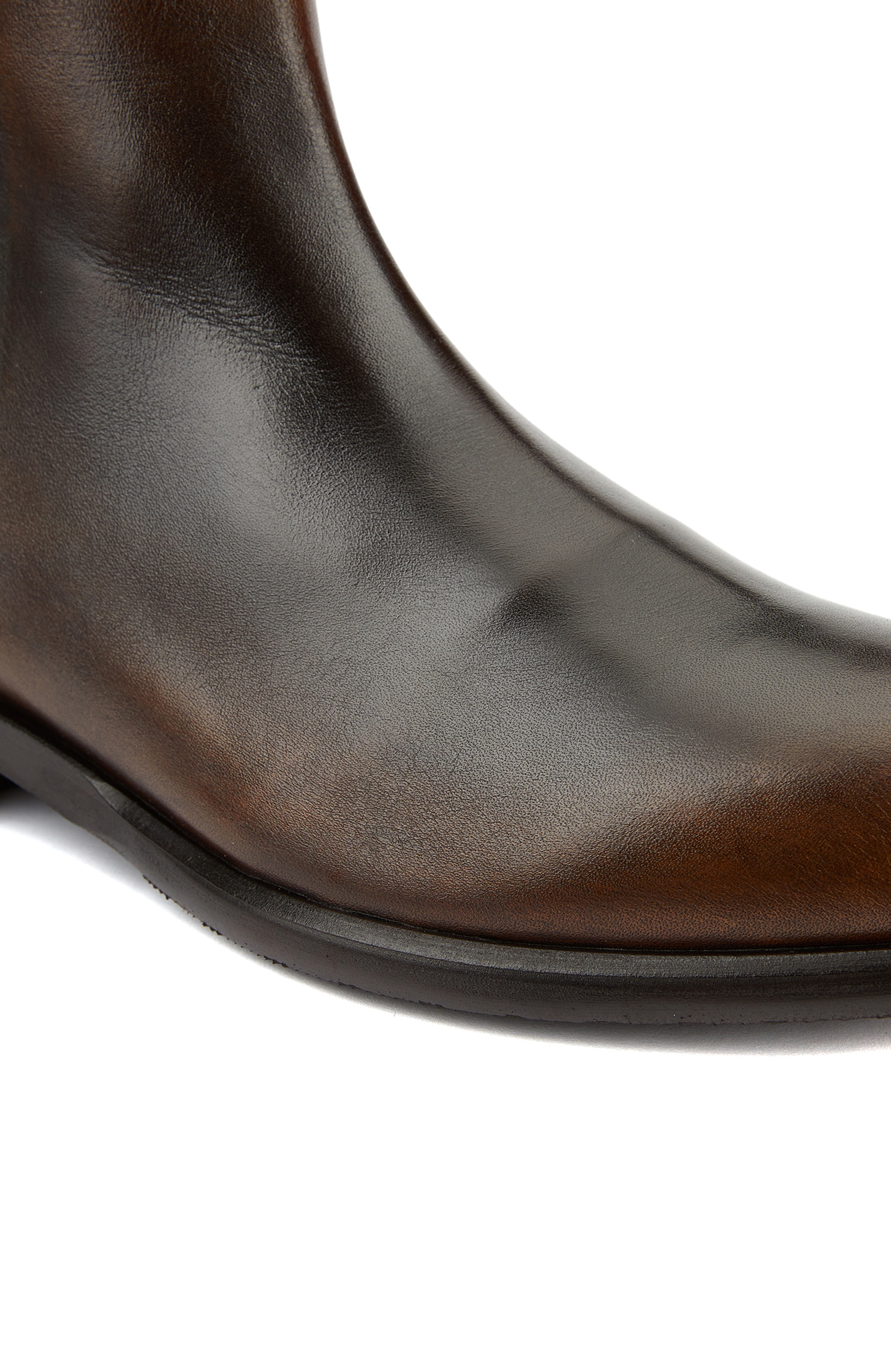 Kahverengi Kemer Detaylı Erkek Deri Bot