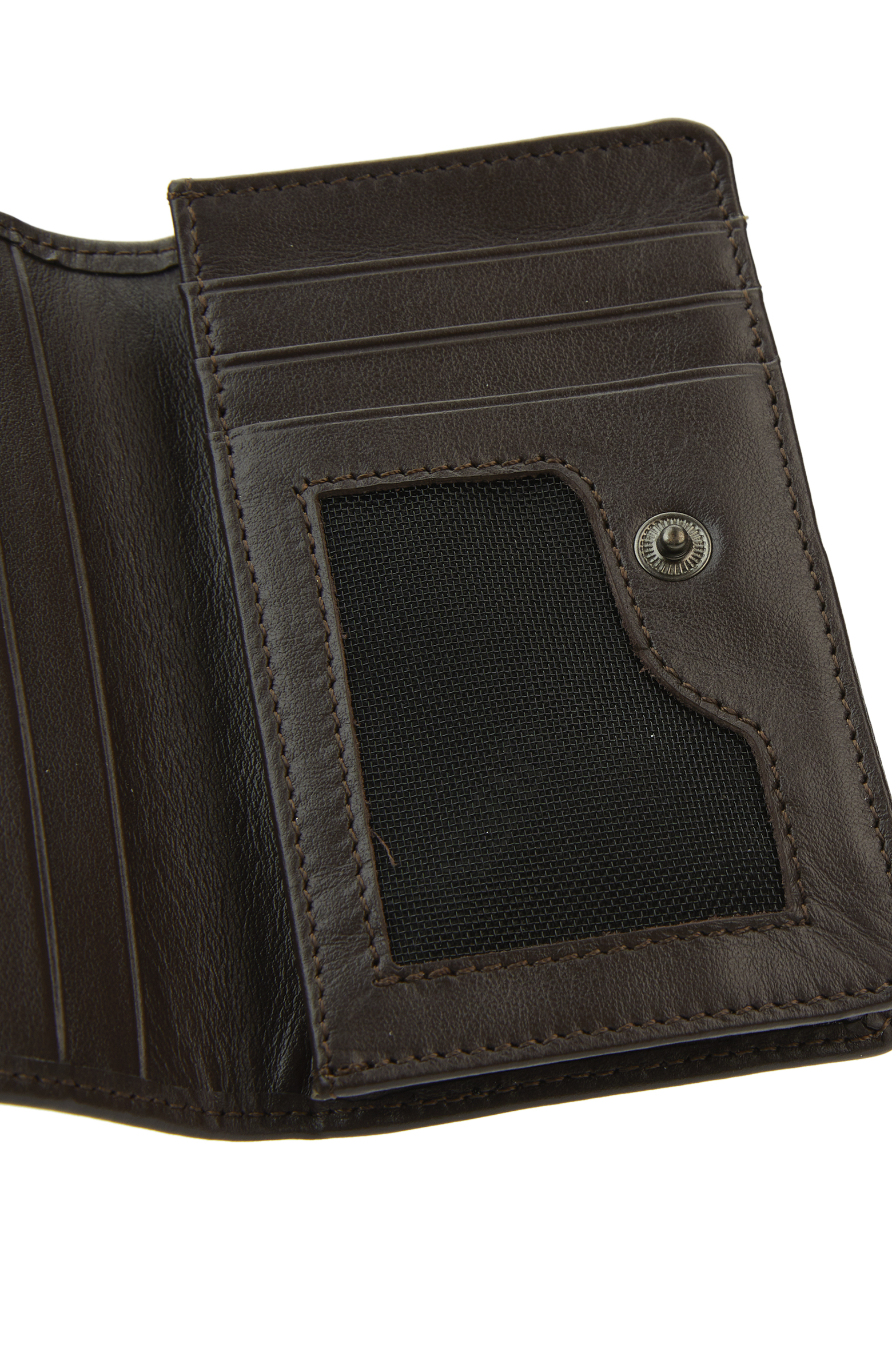 Kahverengi Çıt Çıt Kapama Kartlıklı Erkek Deri Cüzdan