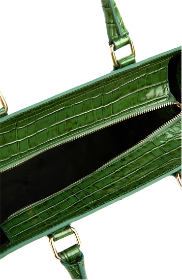 Yeşil Krokodil Dokulu Kadın Deri Çanta