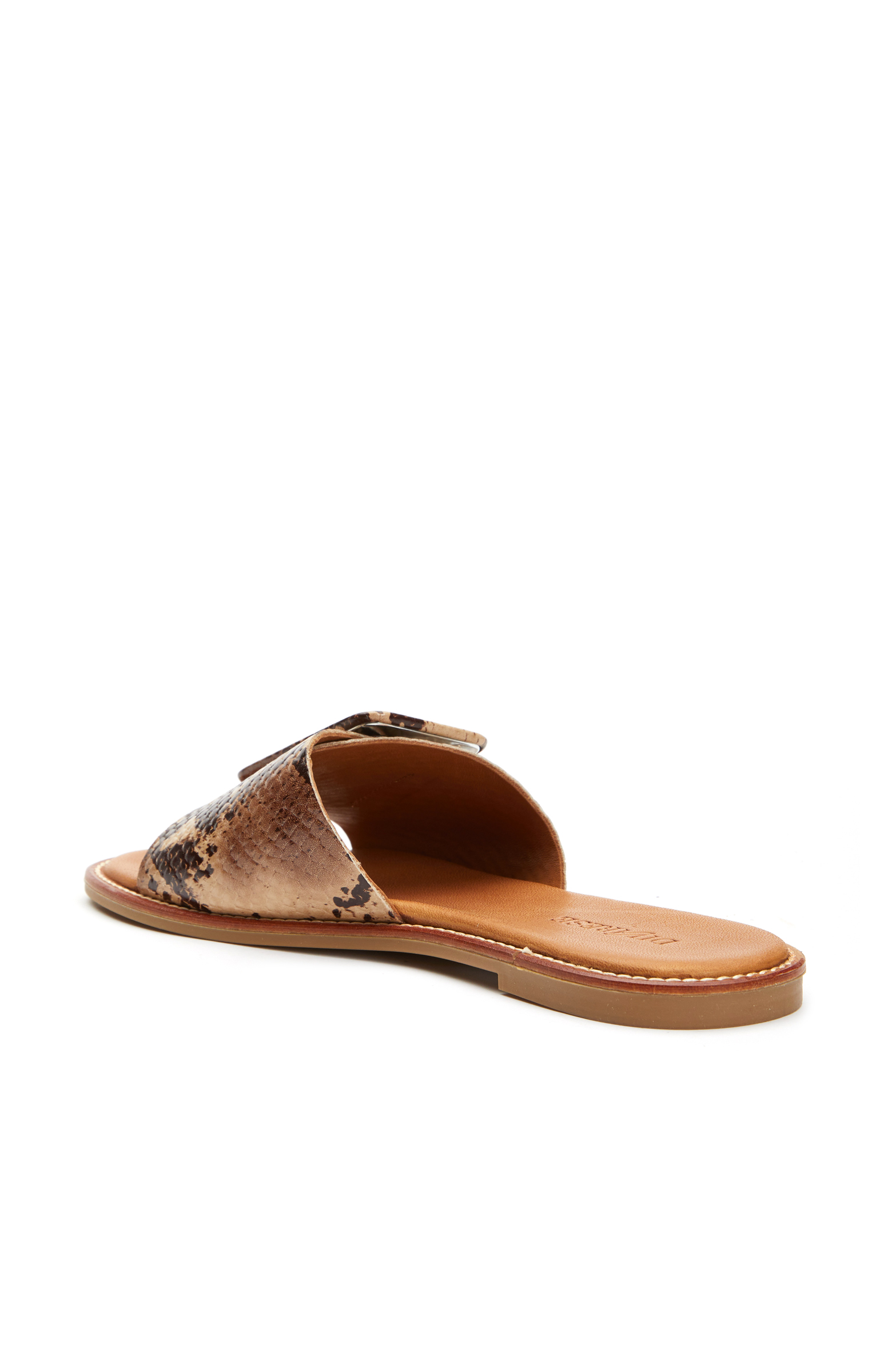 Kahverengi Yılan Baskılı Kadın Deri Terlik